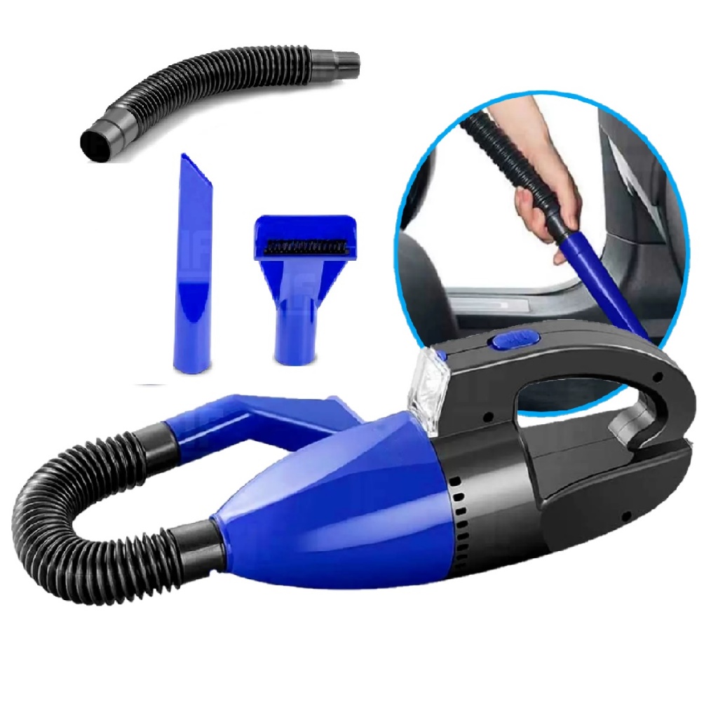 Aspirador de Pó e Liquidos Para Carros 12V 60W C/ Mangueira e Luz Led Limpeza Prática de Veículos