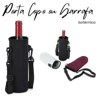 Porta garrafa ou Copo Isotérmico Esportivo com alça de nylon regulável diversas cores