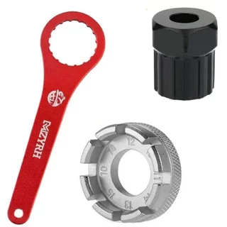Chave Extrator Movimento Central Ciclismo Bike Pedivela Pedaleira Ferramenta + Chave Extrator Saca Catraca Bike Ciclismo Roda Livre K7 Disco Center + Chave De Raio Mtb Speed