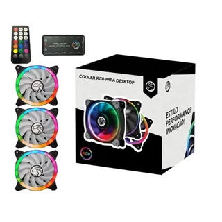 Kit 3 Cooler Ventoinha Fan Rgb 120mm Brazilpc Controle Remoto e Hub