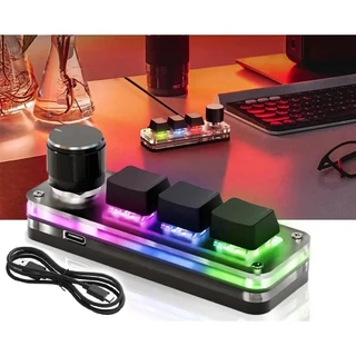 Teclado Macro Mecânico Programação Personalizada 3 Teclas 1 Botão RGB Gaming