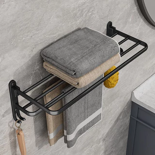 Suporte Toalha Banheiro Duplo Aço Inox Premium Retratil 90° Adesivo