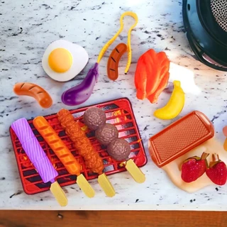Brinquedo Comidinha Infantil Kit Churrasco Espetinho Divertido 13 Pçs