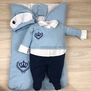 Saída maternidade bebê menino Príncipe com saco de dormir confortável