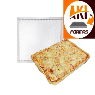 TELA DE PIZZA QUADRADA 35X35 TELA DE ALUMINIO 7X15 QUADRO DE INOX 430 BRILHANTE COM NOTA FISCAL