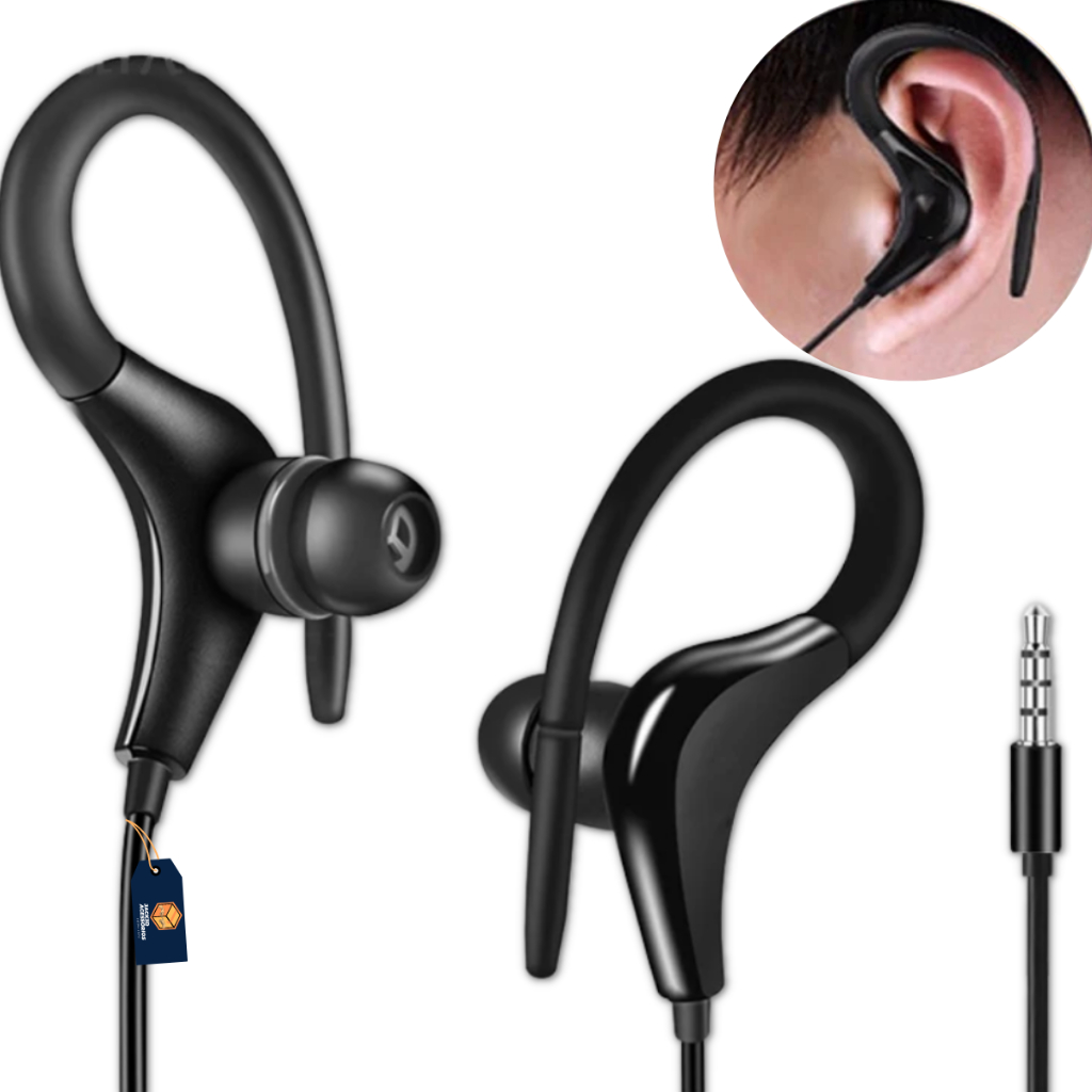 Fone De Ouvido Clip Gancho Orelha Não Cai Graves Bass C/ Fio