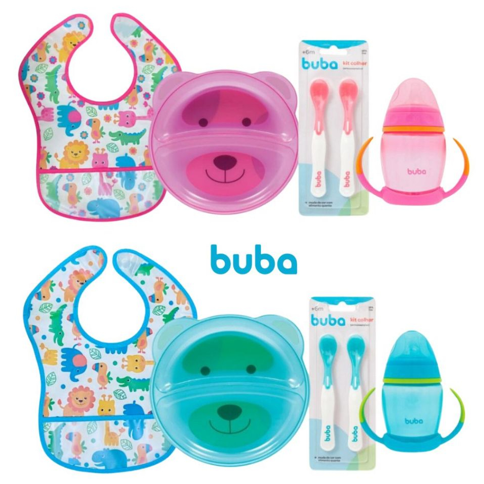 Kit Refeição Introdução Alimentar Buba, Prato Bebê com divisoria, Copo ...