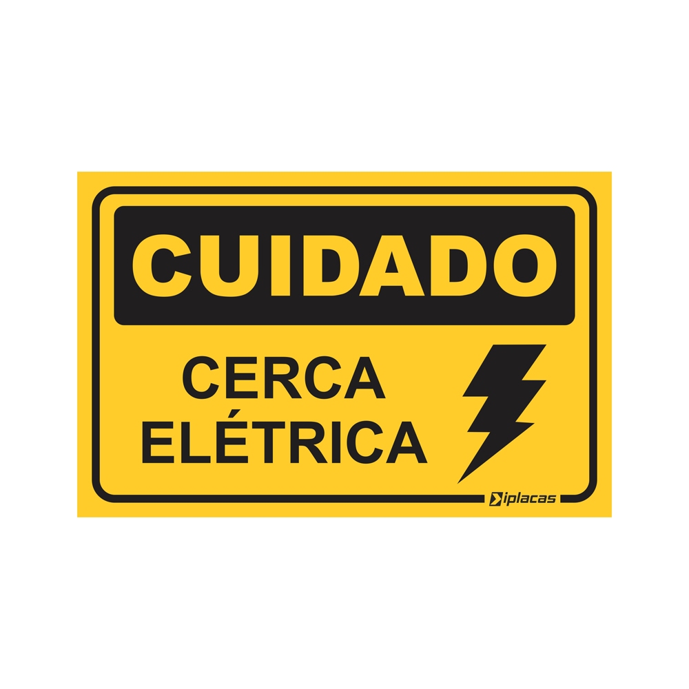 Placa Advertência Perigo Cuidado Cerca Elétrica 17x11cm Pvc 2mm