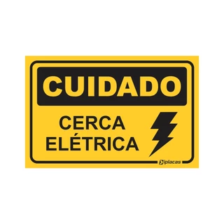Placa Advertência Perigo Cuidado Cerca Elétrica 17x11cm Pvc 2mm