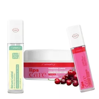 Kit Volume Labial Lips Care Babygloss Serum Gloss e Esfoliante Hidratante 3 itens Smart GR