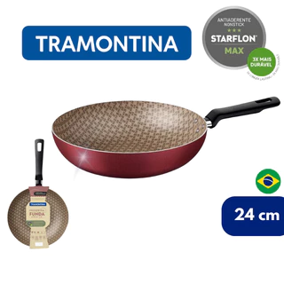 FRIGIDEIRA FUNDA TRAMONTINA LORETO ANTIADERENTE STARFLON MAX 24CM 2,2L VERMELHO