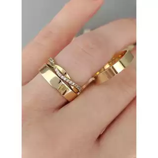 PAR DE ALIANÇA DE MOEDA ANTIGA 4MM+ ANEL TRANÇADO