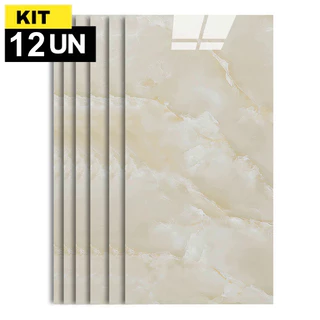 Kit 12 Placas Painel Porcelanato Revestimento Adesivo Vinílico Marmorizado