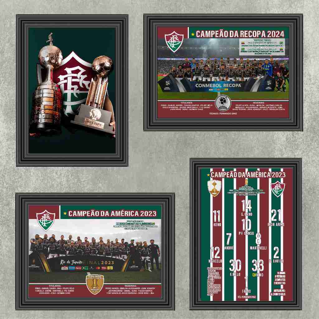 Placa Quadro Decorativo Pôster Fluminense Campeão Libertadores 2023 E