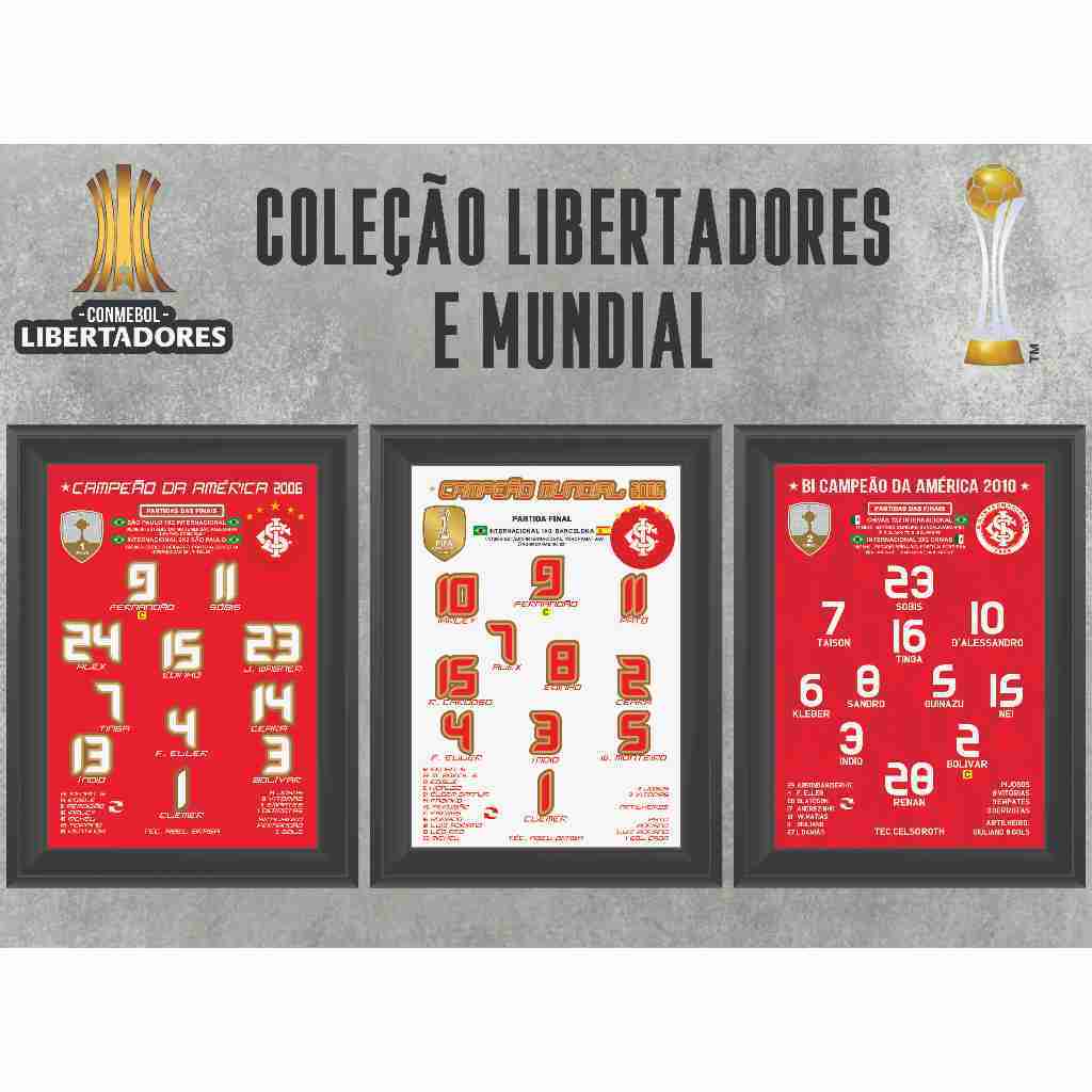QUADRO DECORATIVO INTERNACIONAL CAMPEÃO MUNDIAL E LIBERATDORES