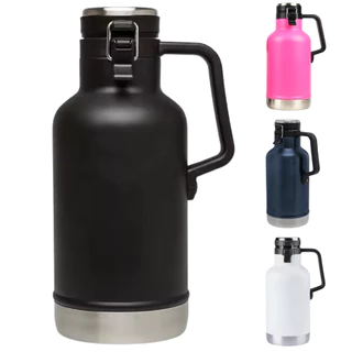 Garrafa Térmica Inox Growler 1,9 Litros Quente ou Frio Por Mias Tempo Água Gelada Cerveja Envio Rápido