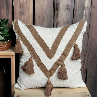 Capa de almofada Macramê Algodão Artesanal Trama Natural delicada bohochic rustica