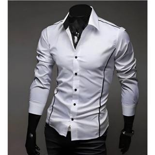 Camisa Social Masculina Slim Fit Luxo Algod O Moda Manga Longa Com