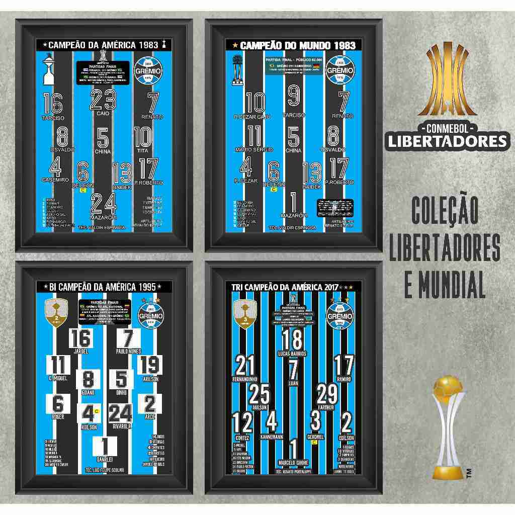 QUADRO DECORAÇÃO DE PAREDE GRÊMIO CAMPEÃO LIBERTADORES