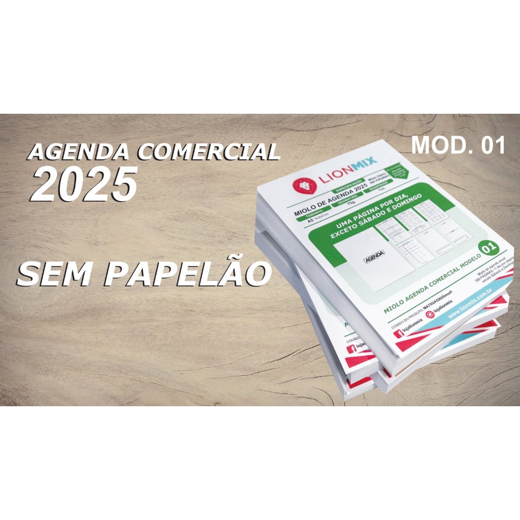 MIOLO DE AGENDA 2025 - MODELO 1 - 350 PÁGINAS - OFFSET 75G. PB ...