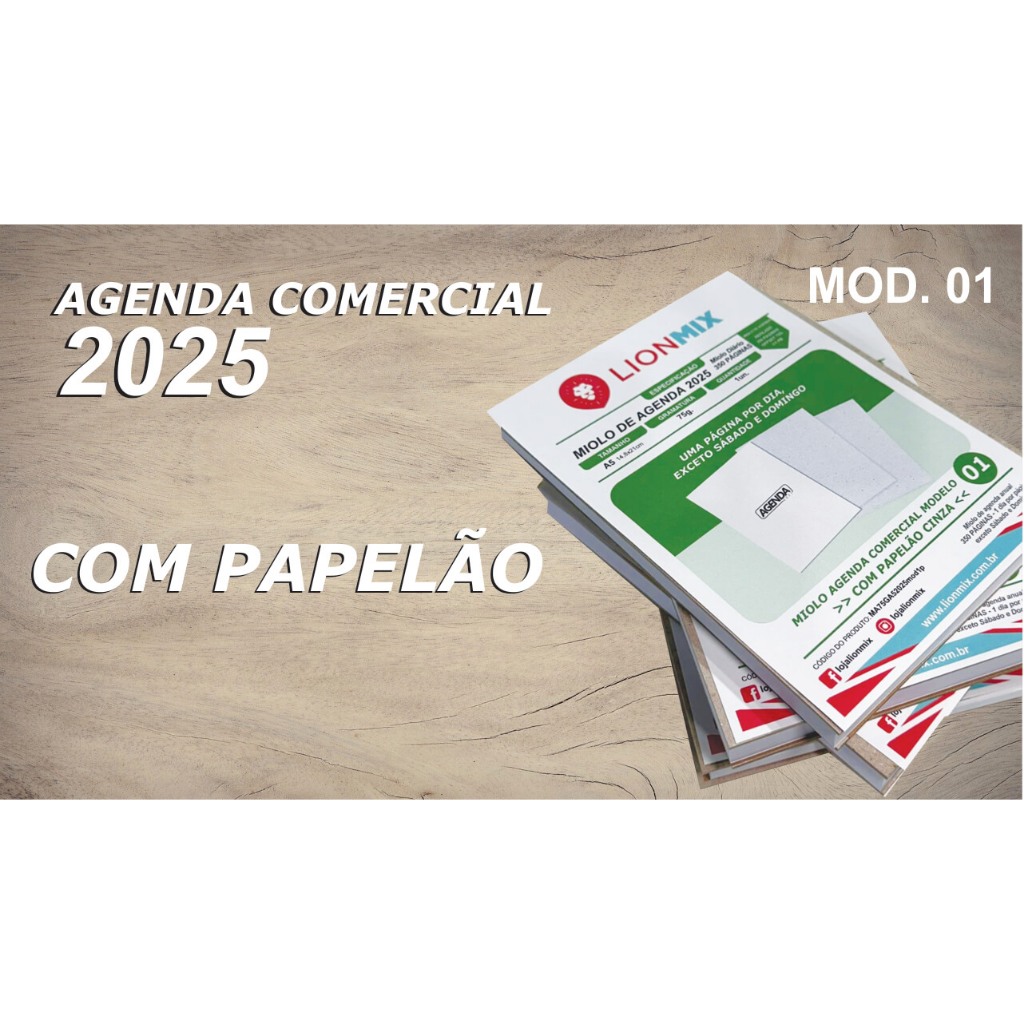 MIOLO DE AGENDA 2025 - MODELO 1 + PAPELÃO CINZA- 350 PÁGINAS - OFFSET ...