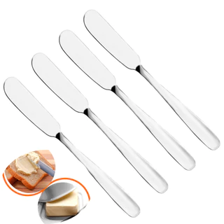 Kit 4 Espátulas para Manteiga de Inox para Cozinha para Requeijão para Geleia Café da Manhã 15 cm