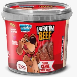 2Kg Bifinho Petisco Para Cachorro Premium Beef Saboroso Mister Bone carne