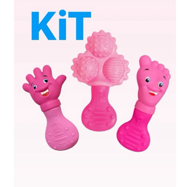 Kit Mordedor Mãozinha Pezinho Chocalho Macio