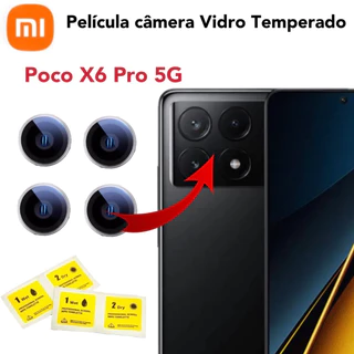 Kit(4 peças) Peliculas de CÂMERA Anel de metal Xiaomi Poco X6 Pro 5G Protetor Lentes de celular traseira CD vidro Temperado colorido