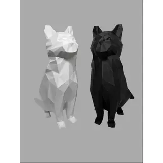 Enfeite estátua escultura gato geométrico decoração impressão 3D