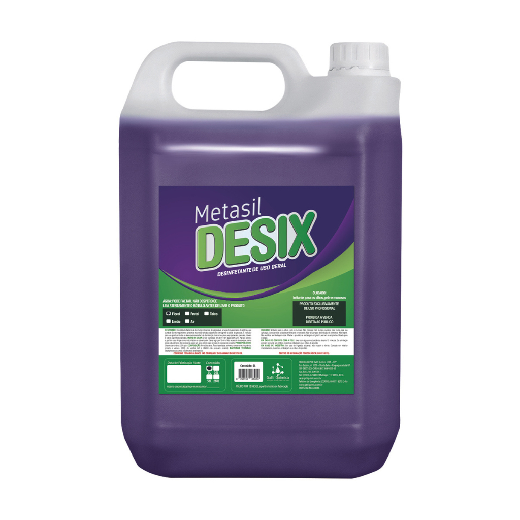 Metasil Desix Floral - Bactericida Biodegradável Concentrado Para Limpeza Ar-Condicionado 5 Litros
