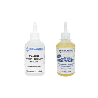 Fluxo Implastec 110ml resinoso no clean profissional Solda soldar soldagem Eletrônicos Componentes Manutenção Circuitos