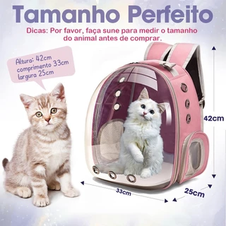 Mochila rosa para animais de estimação, bolsa espacial portátil para gatos, bolsa respirável de grande capacidade para cães