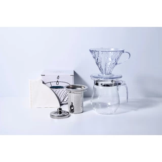 Kit Cafeteira Raleo V60 Jarra+tampa+suporte+40 Filtro Branco