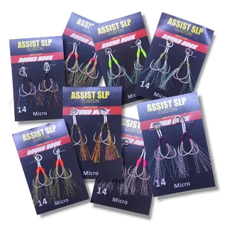 ASSIST HOOK DUPLO com FLASH UV para MICRO JIGGING - SUPORT HOOK - ANZOL p/ JIGGING