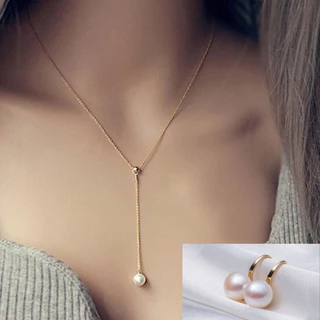 Kit Colar + Brincos Perola Feminino Dourado Ouro Joias Banhado Dourada 18k