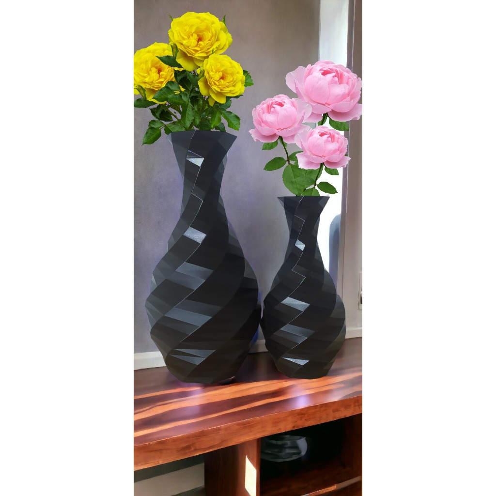 KIT 2 VASOS DECORATIVOS GEOMÉTRICOS LOW POLY 3D