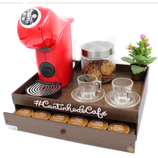 Cômoda Porta Máquina e Porta Cápsulas 1 Gaveta Café Dolce Gusto Pintura Amadeirada MDF