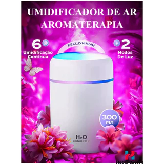 Umidificador De Ar E Difusor Aromatizador De Ambiente 300ml Ultrassônico Potente Com Luz Noturna Colorida Para Quarto Carro Infantil UM107