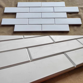 10 Forma gesso 3d Tijolinho Bricks Liso Bivotado 32x08cm Abs 2mm Molde de Gesso/cimento 3d F312KT10