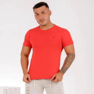 camisas masculina Gola Careca Vermelho estilo