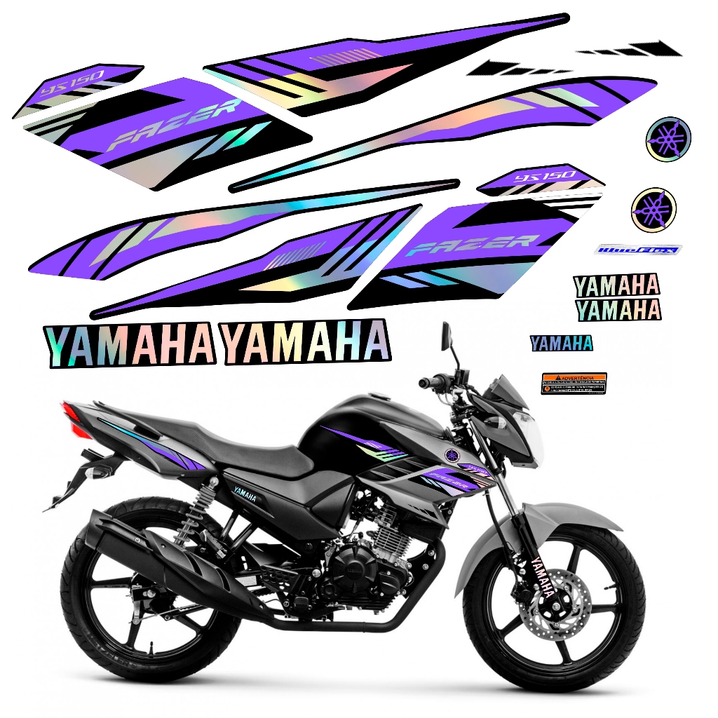 Kit adesivos faixa moto FAZER 150 2016 / Premium limited com holográfico