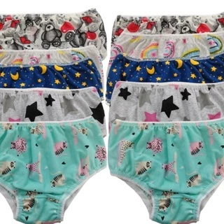 Calcinhas Infantil Kit 10 Un Estampadas E Sortidas Algodão Bebê Calcinha Menina 0 a 7 anos Linha Kids Desfralde