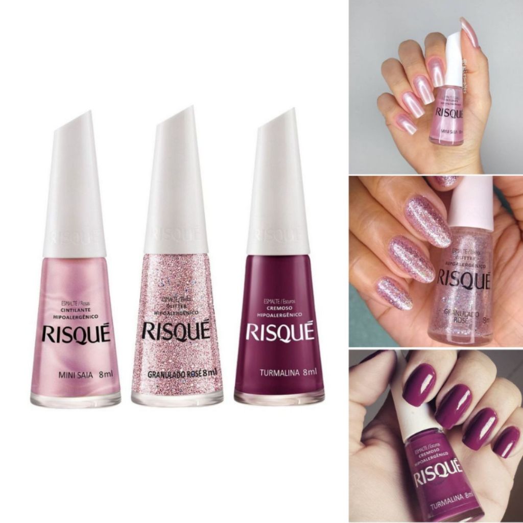 Risqué - Kit 3 Esmaltes Tons de Rosa | Shopee Brasil