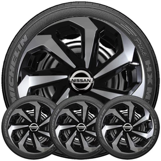 Jogo 4 Calotas Aro 13 Reforçadas Linha Spider Nissan Tida Versa Livina Sentra Modelo Esportivo