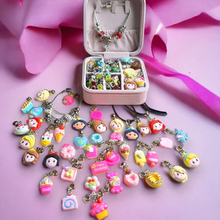 Porta Joias Com Kit de Fabricação de Pulseira com Pingentes Princesas Crianças
