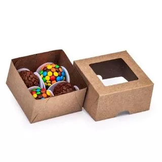Caixa Visor 40 unid 8x8x4 Lembrancinhas, Doces, Sabonetes kraft- Embalagem com 40 unidades