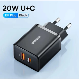 Carregador Dual Usb Baseus PD 20W Porta Tipo C Carregamento Rápido Original