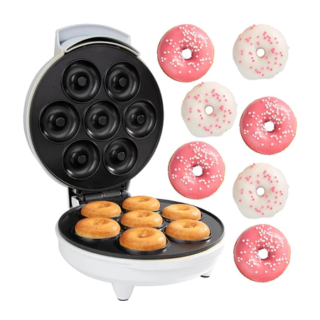 Mini Maquina De Donuts Café Da Manhã Capacidade Para 7 Mini Rosquinha Elétrica 110V Portát...