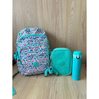 Kit 3 peças mochila g estojo com 100pens e garrafa termica kip
